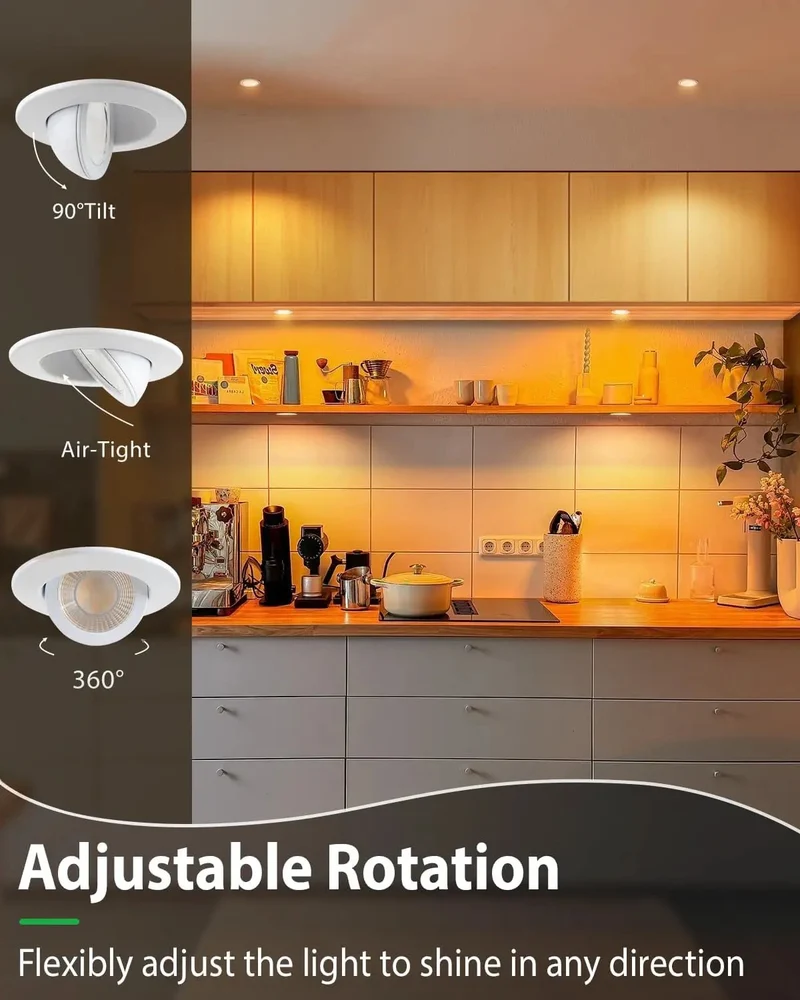 2 Inch Gimbal LED Recessed Lights Canless Downlights Featuring Slick Rotating Action And Rock Solid Aluminum Build Energy Star Approved For A Tight Setup That Keeps Your Space Looking Sharp 4 Pack