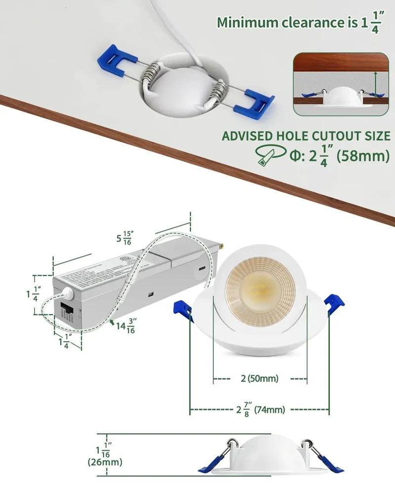 2 Inch Gimbal LED Recessed Lights Canless Downlights Featuring Slick Rotating Action And Rock Solid Aluminum Build Energy Star Approved For A Tight Setup That Keeps Your Space Looking Sharp 4 Pack