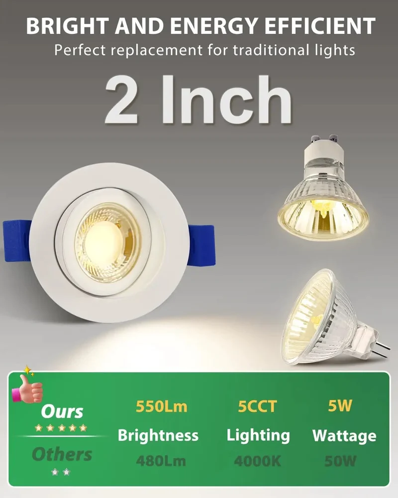 2 Inch Gimbal LED Recessed Lights Canless Downlights Featuring Slick Rotating Action And Rock Solid Aluminum Build Energy Star Approved For A Tight Setup That Keeps Your Space Looking Sharp 4 Pack