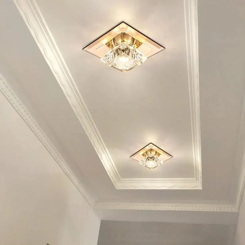Set of 6 Square Recessed Ceiling Lights With Crystal Trim Dimmable LED Flush Mount Downlights For Walls Or Furniture Easy Tool Free Installation Bronze Finish Luxury Ambient Lighting High Intensity LED Cube Shape Integration Friendly