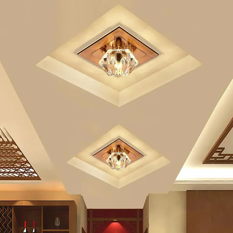 Set of 6 Square Recessed Ceiling Lights With Crystal Trim Dimmable LED Flush Mount Downlights For Walls Or Furniture Easy Tool Free Installation Bronze Finish Luxury Ambient Lighting High Intensity LED Cube Shape Integration Friendly