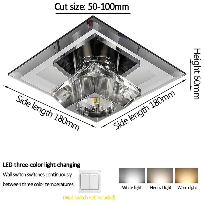 Set of 6 Square Recessed Ceiling Lights With Crystal Trim Dimmable LED Flush Mount Downlights For Walls Or Furniture Easy Tool Free Installation Bronze Finish Luxury Ambient Lighting High Intensity LED Cube Shape Integration Friendly