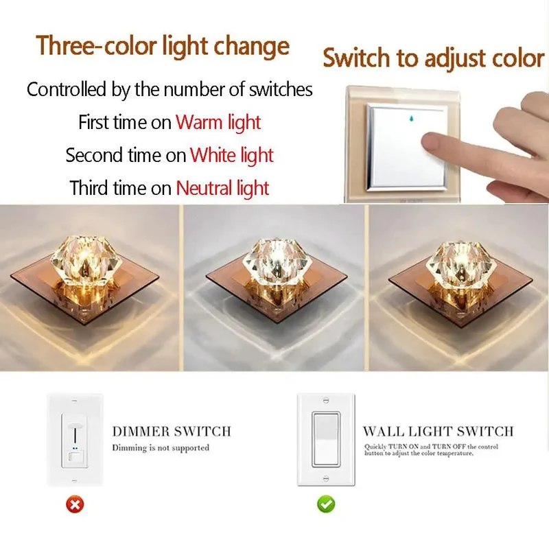 Set of 6 Square Recessed Ceiling Lights With Crystal Trim Dimmable LED Flush Mount Downlights For Walls Or Furniture Easy Tool Free Installation Bronze Finish Luxury Ambient Lighting High Intensity LED Cube Shape Integration Friendly
