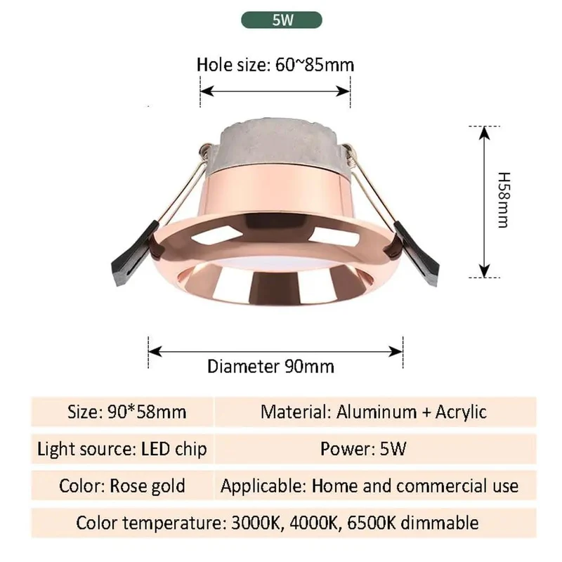 Slick 15 Pack Rose Gold Recessed Lighting Trim Kits Loaded With Anti Glare Dimmable Led Downlights 5W Warm To Cool White Aluminum Housing For No Fuss Ceiling Install