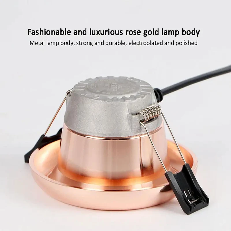 Slick 15 Pack Rose Gold Recessed Lighting Trim Kits Loaded With Anti Glare Dimmable Led Downlights 5W Warm To Cool White Aluminum Housing For No Fuss Ceiling Install
