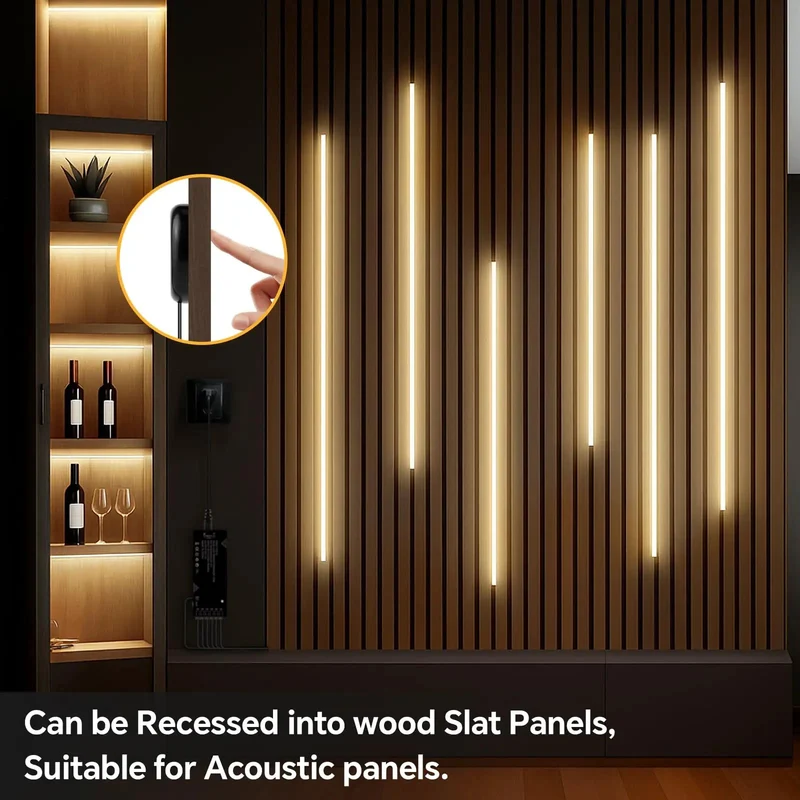 10 Piece 12V COB LED Cabinet Light Kit With Smart Sensor Black PCB Under Shelf Strip 4000K Neutral White Self Adhesive Peel And Stick Tape For Effortless Next Level Smooth Glow