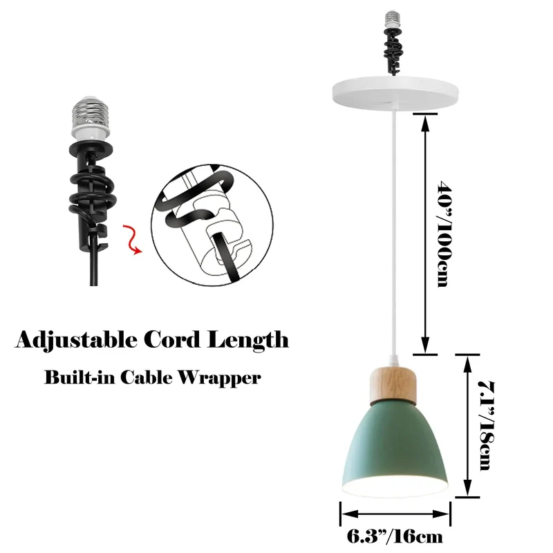 Metal Farmhouse Convertible Light Kit For 4 5 6 Inch Recessed Openings With E26 Adapter Transforms Can Into Pendant Safe Rated Dimmable Socket For Kitchen Island And Hallways Green Hassle Free Glow Up