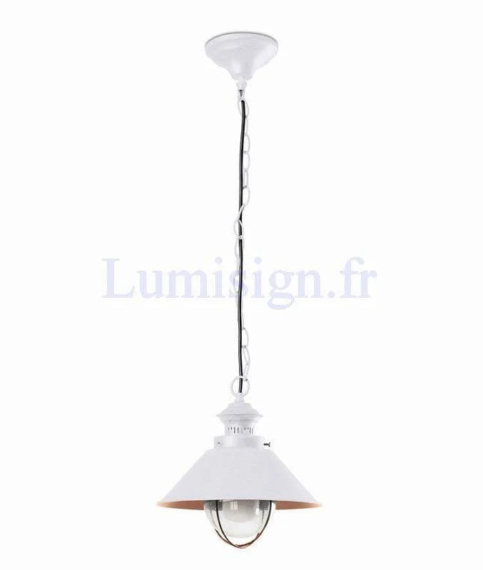 Suspension extérieure NAUTICA blanche et cuivre