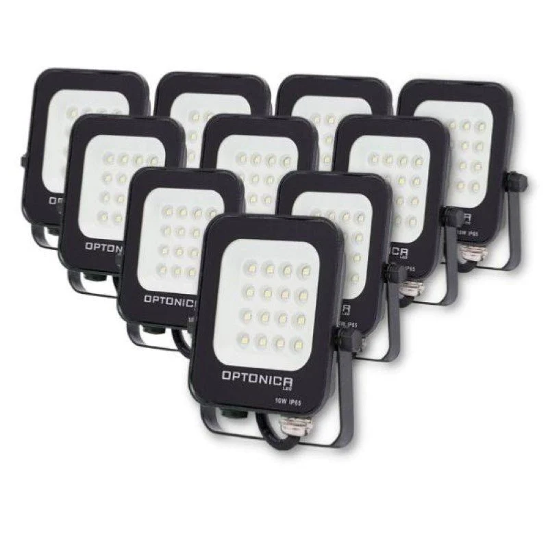 Projecteur LED Extérieur SMD 10W IP65 Noir - Pack de 10