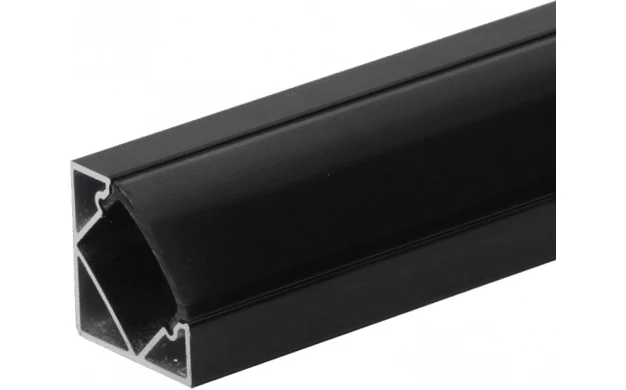Profilé Aluminium Noir Angle 2m pour Ruban LED Couvercle Noir Opaque