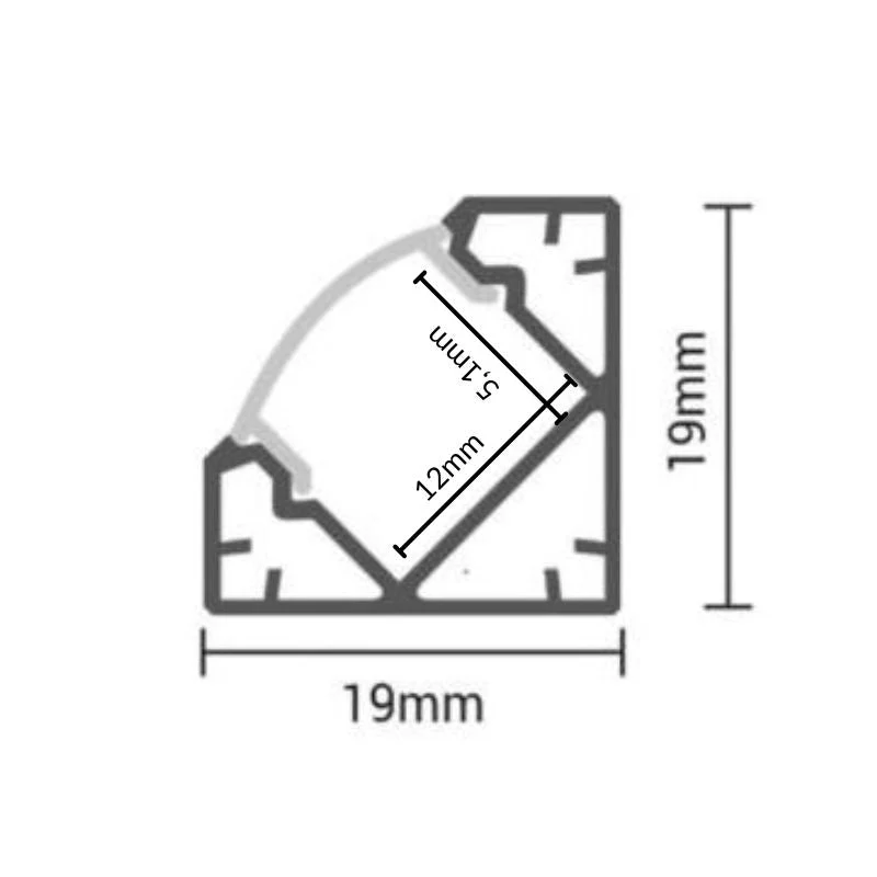 Profilé Aluminium Noir Angle 2m pour Ruban LED Couvercle Noir Opaque