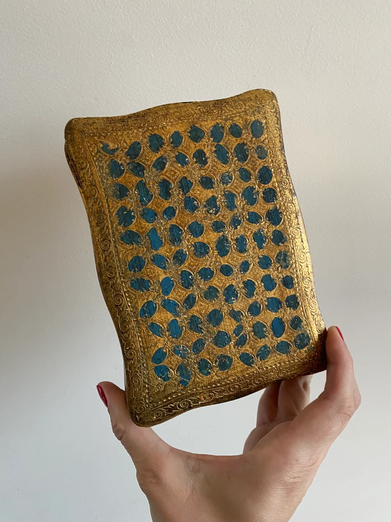 Boite à bijoux florentine bleu et or