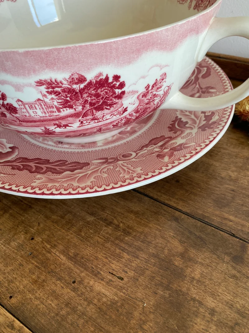 Tasse et assiette en porcelaine XL British roses Johnsons Bros collection Historic America