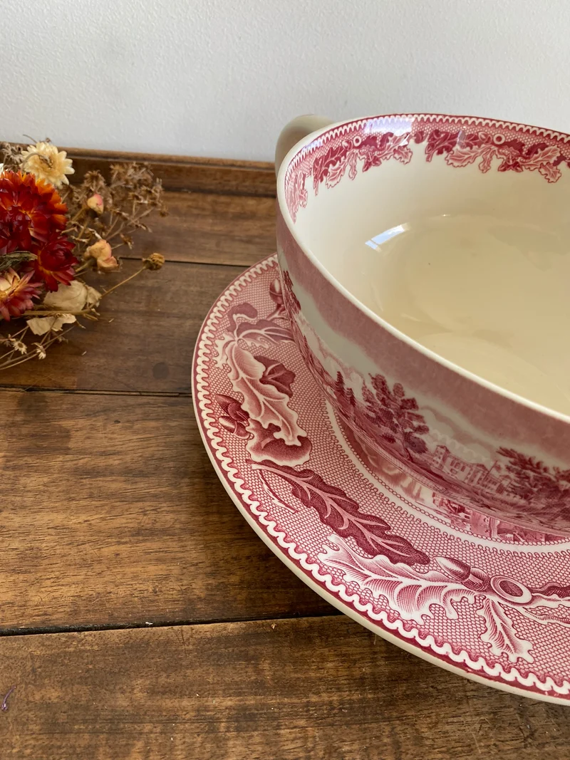 Tasse et assiette en porcelaine XL British roses Johnsons Bros collection Historic America