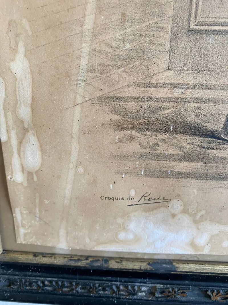 Gravure de mode encadrée époque Napoléon 3