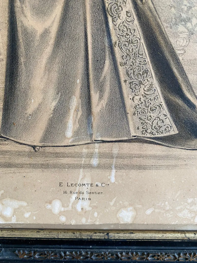Gravure de mode encadrée époque Napoléon 3
