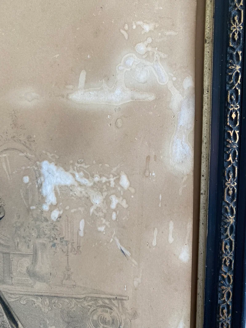 Gravure de mode encadrée époque Napoléon 3