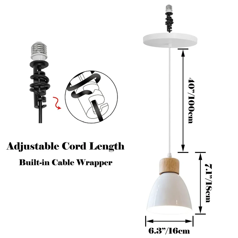 Zero Drama Quick Swap Metal Farmhouse Ceiling Pendant Light Kit For Four Five Six Inch Recessed Holes With E26 Screw Base For Kitchen Islands Or Hallways White Finished Two Pack Pieces
