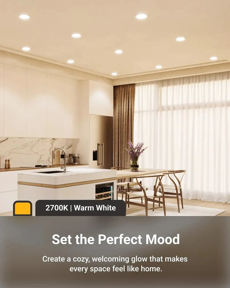 Slick 6 Inch Canless Recessed Lighting Kit With Built Junction Box, Slim Led Ceiling Lamps Emit Bright 4000K Cool White Glow, Fully Dimmable And Ic Rated For Plug And Play Install, Quick Refresh For Modern Rooms And Home Renovations