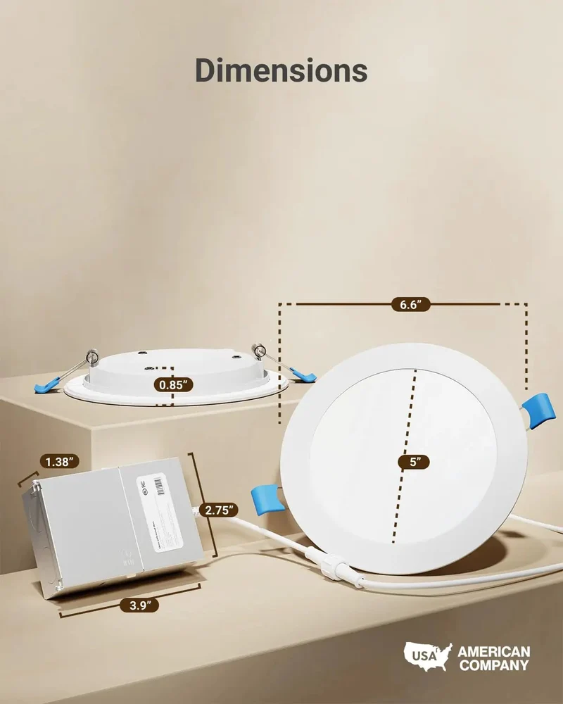 Slick 6 Inch Canless Recessed Lighting Kit With Built Junction Box, Slim Led Ceiling Lamps Emit Bright 4000K Cool White Glow, Fully Dimmable And Ic Rated For Plug And Play Install, Quick Refresh For Modern Rooms And Home Renovations
