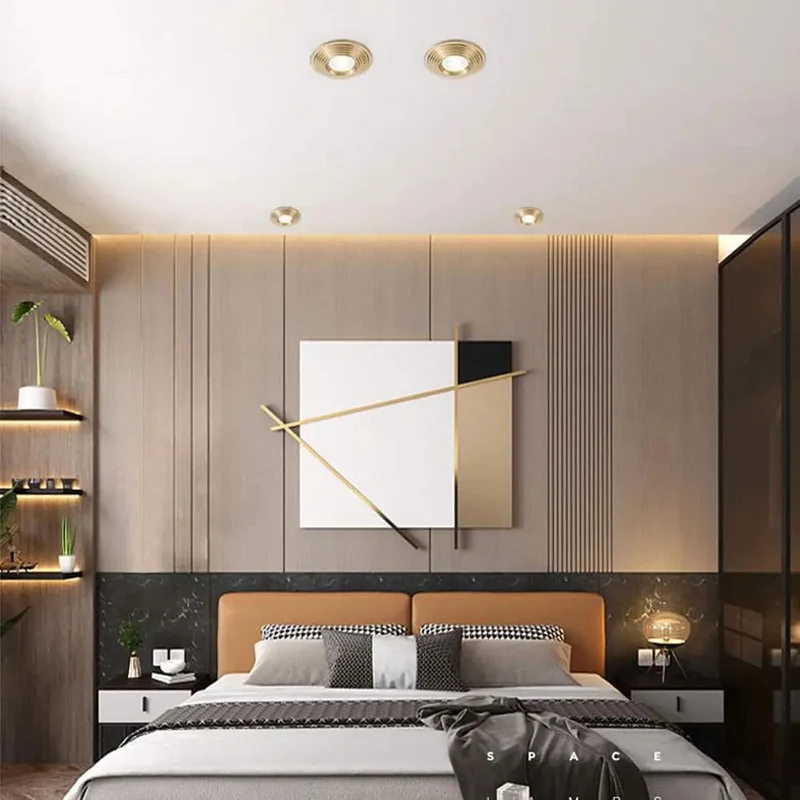 Eight Piece Solid Brass Recessed Downlights Four Point Two Inch Round Dimmable Led Ceiling Fixtures Anti Glare Coating No Sweat Setup Instant Cool Touch For Kitchen Hallway And Living Room Walls