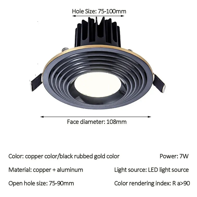 Eight Piece Solid Brass Recessed Downlights Four Point Two Inch Round Dimmable Led Ceiling Fixtures Anti Glare Coating No Sweat Setup Instant Cool Touch For Kitchen Hallway And Living Room Walls