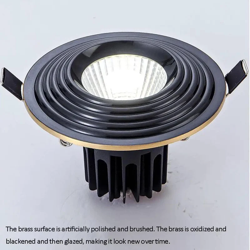 Eight Piece Solid Brass Recessed Downlights Four Point Two Inch Round Dimmable Led Ceiling Fixtures Anti Glare Coating No Sweat Setup Instant Cool Touch For Kitchen Hallway And Living Room Walls