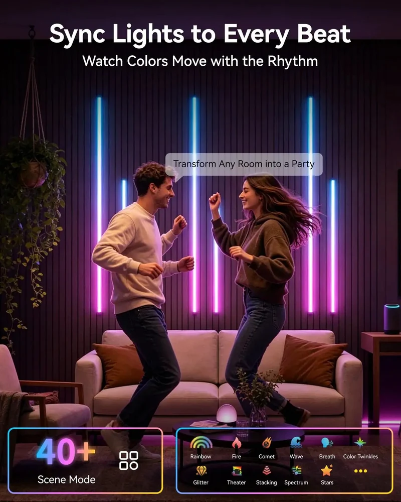 Sleek Rgb Ic Slat Wall Lights With Smart App Controls Zero Wire Hookup Recessed Or Peel Stick Diy Mounting Flexible Accent For Tight Setup And Hassle Free Color Shifts 6 Pack