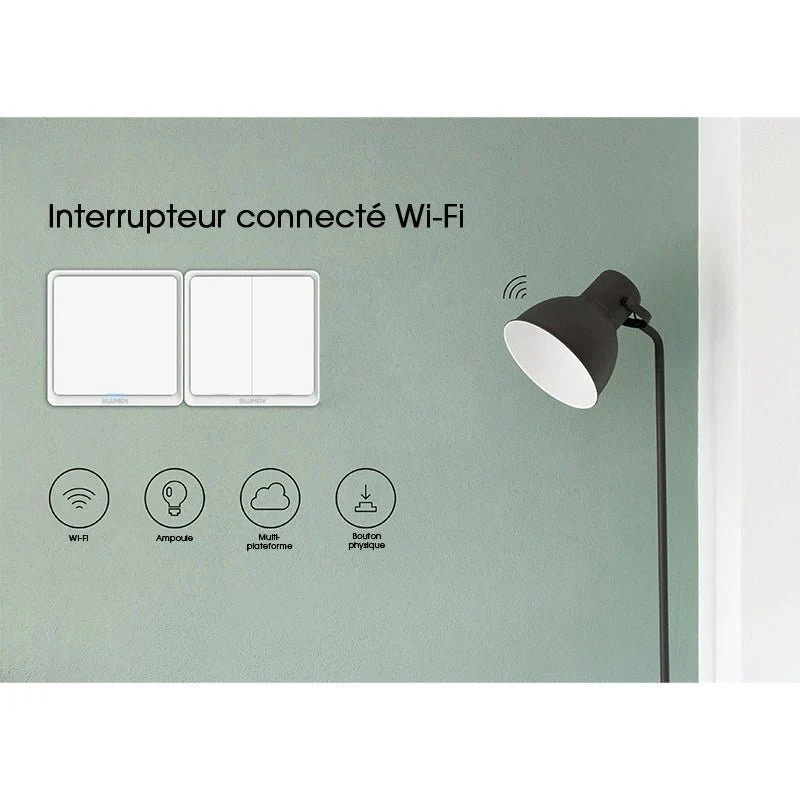 Interrupteur Connecté WiFi Simple Poussoir Blanc