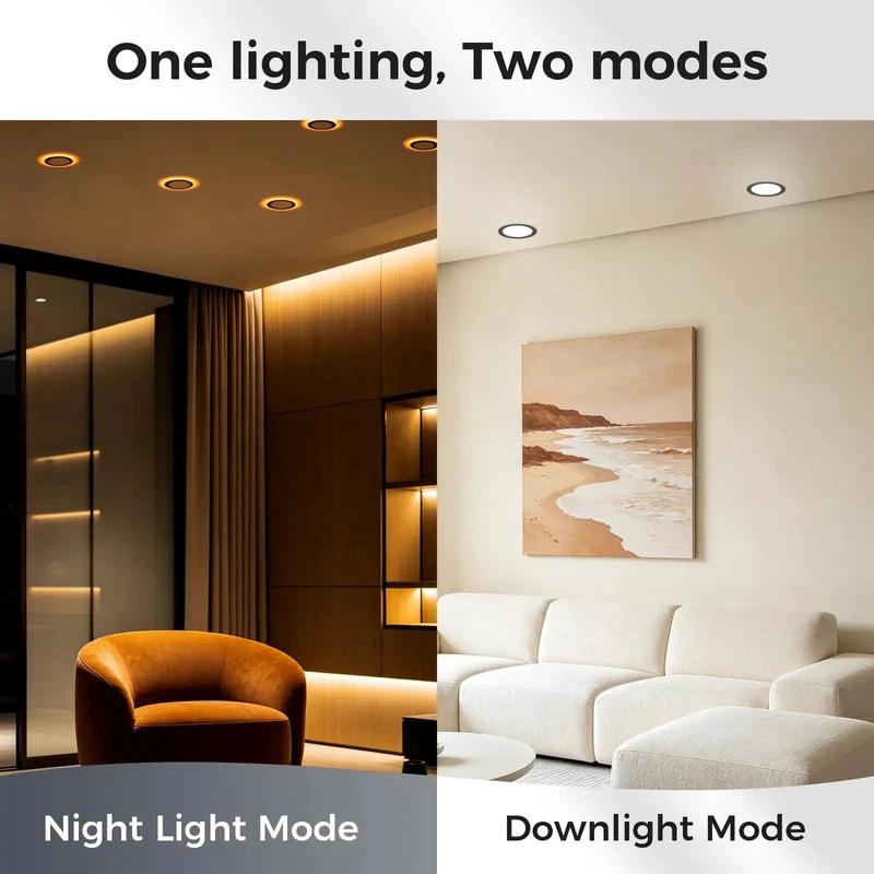 Sleek 6 Inch Led Recessed Ceiling Lights With Built In Night Light And Super Easy Wiring 12 Pack Adjustable 5Cct Fixtures That Truly Hit Different For Any Cool Room Setup