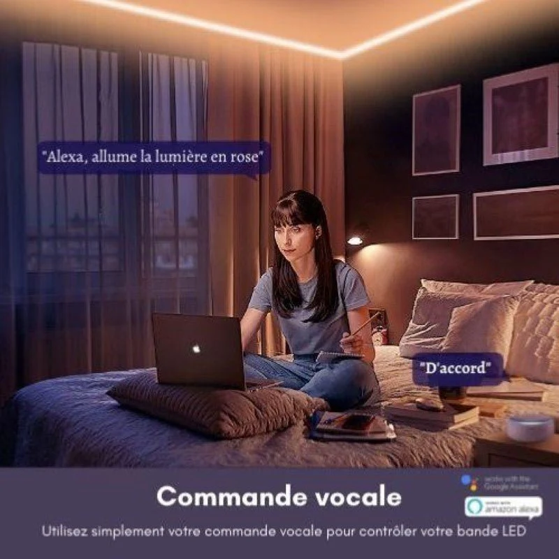 Ruban LED WiFi RGB 5M 12V 5050 IP20 30LED/m