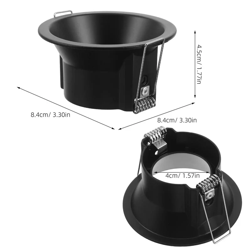 Sleek Black Metal MR16 Recessed Downlight Trim Deep Baffle Anti Glare Shield Smooth 1.57 Inch Cut Out Fits Standard Cans Easy Slip Install Indoor Spotlight Sharp Focus Beam Matte Finish Modern Glow Long Lasting Performance Premium Quality Zero Hassle
