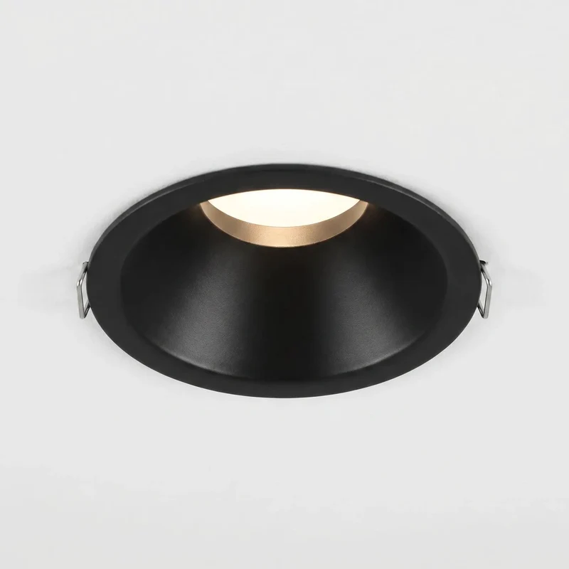 Sleek Black Metal MR16 Recessed Downlight Trim Deep Baffle Anti Glare Shield Smooth 1.57 Inch Cut Out Fits Standard Cans Easy Slip Install Indoor Spotlight Sharp Focus Beam Matte Finish Modern Glow Long Lasting Performance Premium Quality Zero Hassle