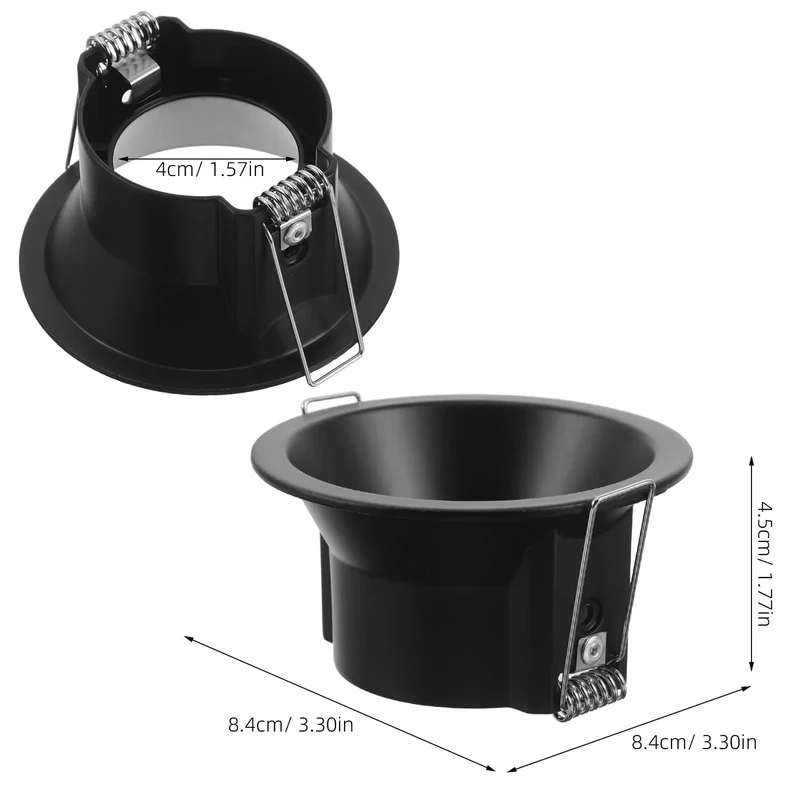 Sleek Black Metal MR16 Recessed Downlight Trim Deep Baffle Anti Glare Shield Smooth 1.57 Inch Cut Out Fits Standard Cans Easy Slip Install Indoor Spotlight Sharp Focus Beam Matte Finish Modern Glow Long Lasting Performance Premium Quality Zero Hassle