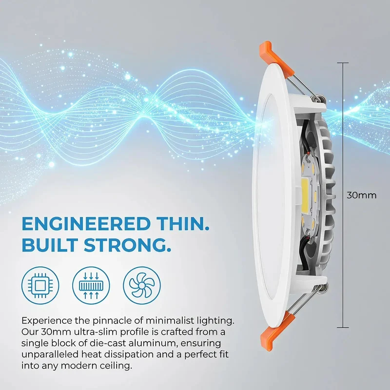 Slick 2 Inch Recessed LED Ceiling Light Kit Ultra Slim 30mm Flush Mount Downlight Hassle Free Retrofit Fixture For Living Rooms Kitchens And Small Businesses With Top Shelf Illumination