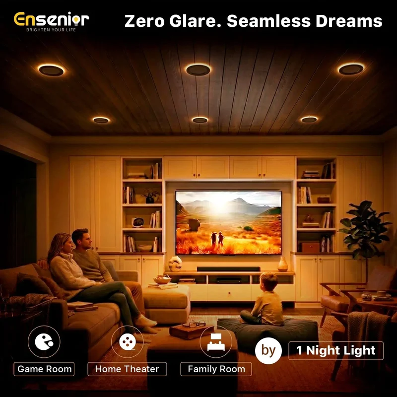Super Smooth 6 Pack 6 Inch LED Recessed Ceiling Lights With Built In Amber Night Glow And 5 Ct Adjusting 1100 Lumen Downlights For Straight Forward Install And Zero Glare Drama