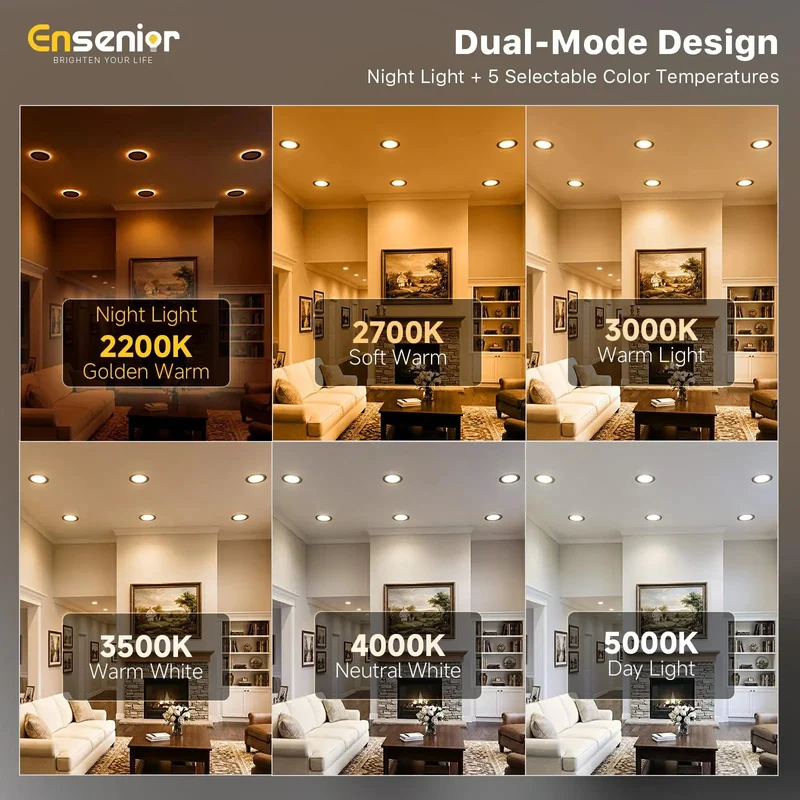 Super Smooth 6 Pack 6 Inch LED Recessed Ceiling Lights With Built In Amber Night Glow And 5 Ct Adjusting 1100 Lumen Downlights For Straight Forward Install And Zero Glare Drama