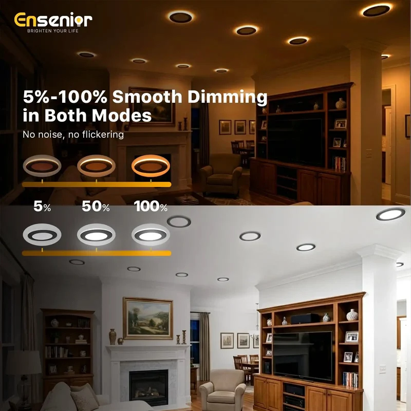 Super Smooth 6 Pack 6 Inch LED Recessed Ceiling Lights With Built In Amber Night Glow And 5 Ct Adjusting 1100 Lumen Downlights For Straight Forward Install And Zero Glare Drama