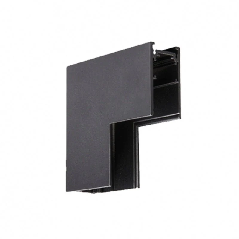 Connecteur Angle Rentrant pour Rail Magnétique en Saillie Noir + Connecteur Souple