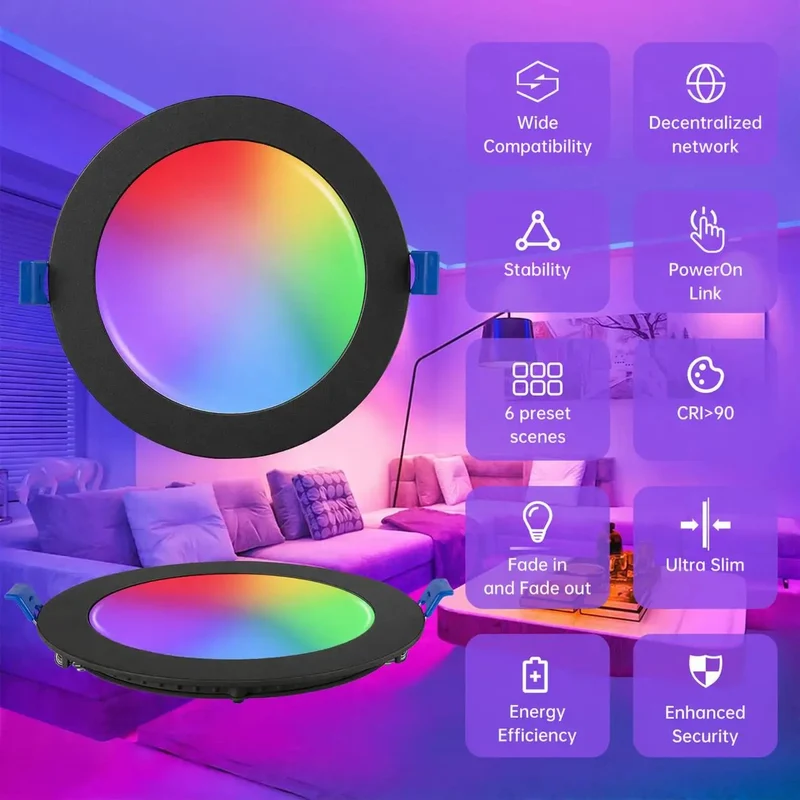Six Inch Smart Recessed Ceiling Lights 12 Pack With Sleek Black Trim And Built In Dimmer Switch Zigbee 3 Point Oh Compatible With Alexa Home Assistant Smartthings Dynamic Rgbw Dimmable Downlights Look Damn Tight And Run Smooth Wherever You Mount Them