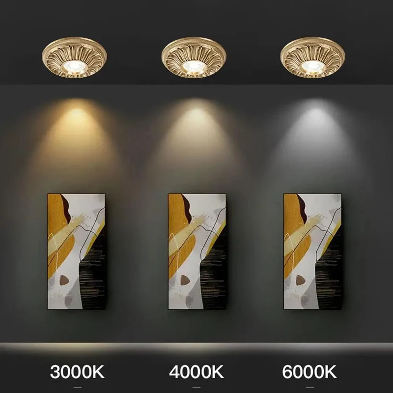 Heavy Duty 6 Pack 4.5 Inch LED Recessed Can Lights Featuring Slick Gold Brass Stripe Trim Smooth Dimming And 3000K To 6000K Custom Color Temp Zero Flicker Residential Fixtures