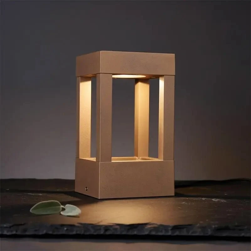 Borne LED AGRA-P marron rouille : éclairage jardin et terrasse