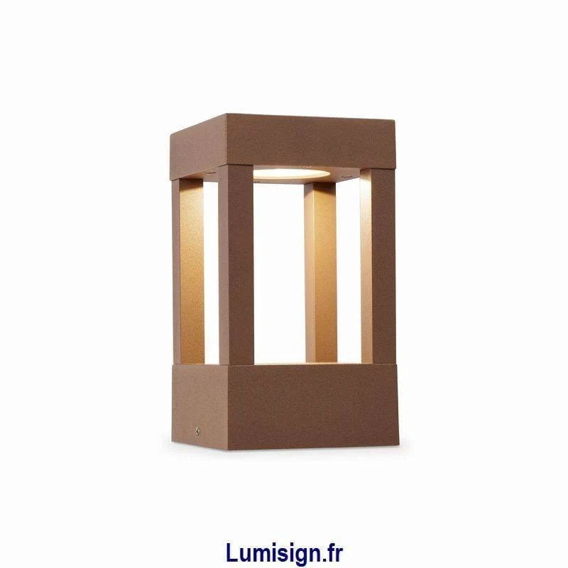 Borne LED AGRA-P marron rouille : éclairage jardin et terrasse
