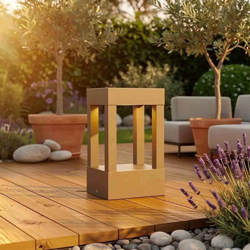 Borne LED AGRA-P marron rouille : éclairage jardin et terrasse