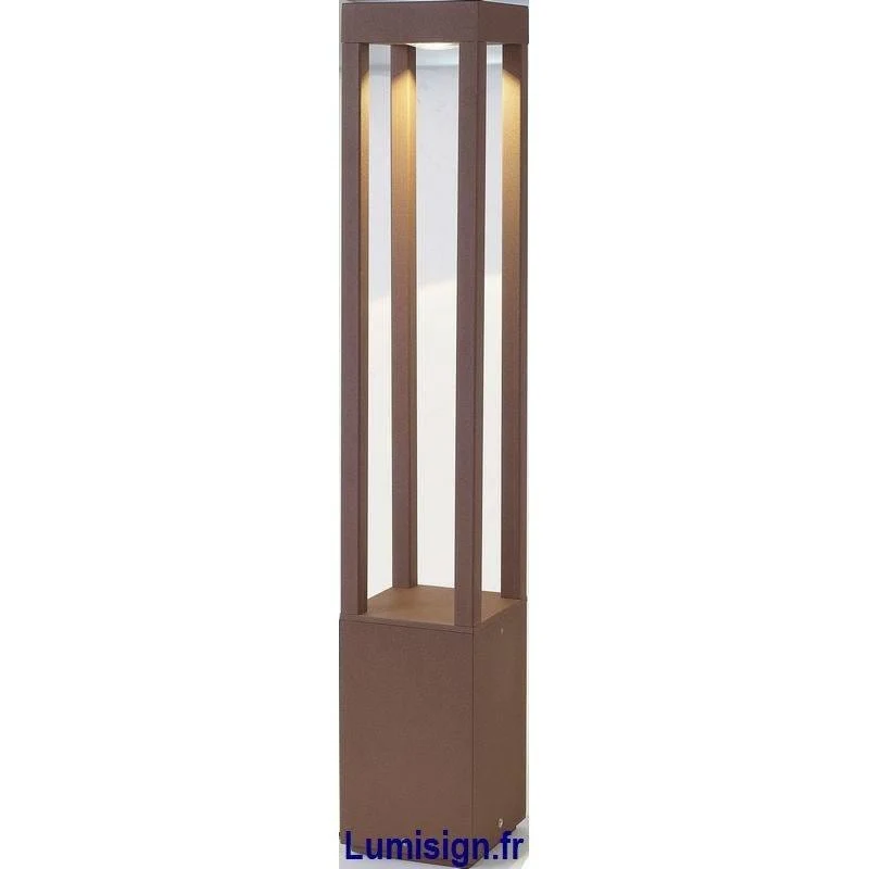 Borne lumineuse LED AGRA-G design extérieur - Éclairage jardin IP54 marron rouille