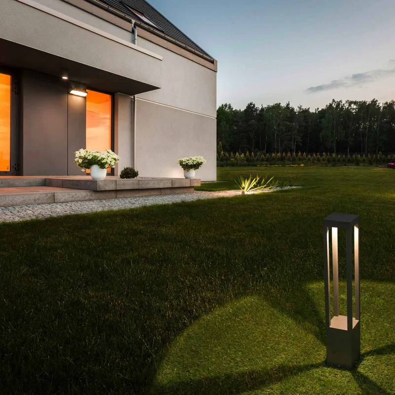 Borne lumineuse LED Agra gris H65 | Éclairage jardin