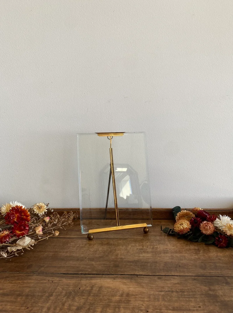 Cadre photo Napoleon 3 en laiton et verre biseauté