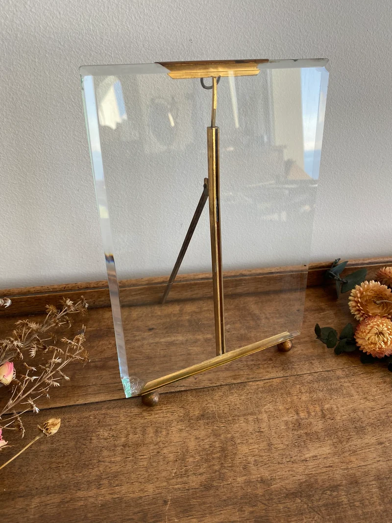 Cadre photo Napoleon 3 en laiton et verre biseauté