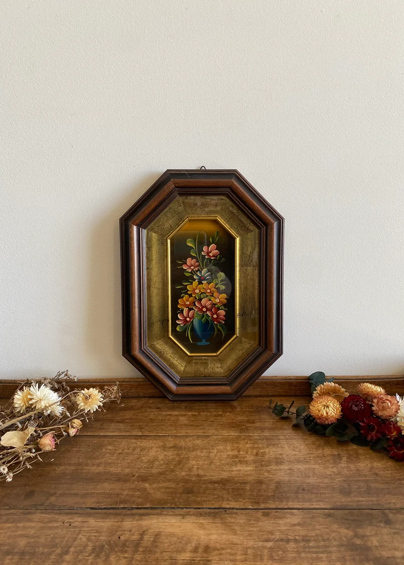 Peinture à l'huile sur cuivre dans cadre en bois