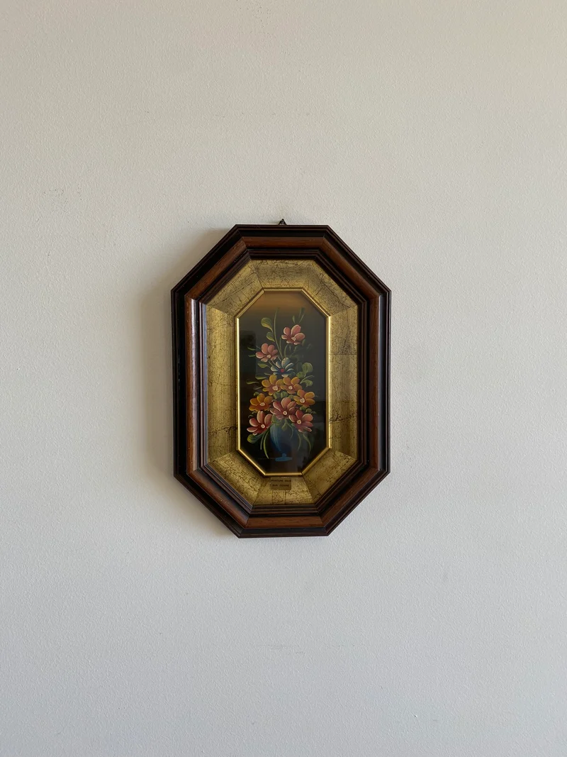 Peinture à l'huile sur cuivre dans cadre en bois